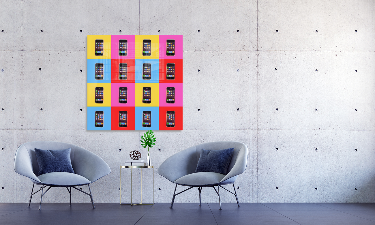 tech home office wall art - HELLO FUTURE iphone pop art print