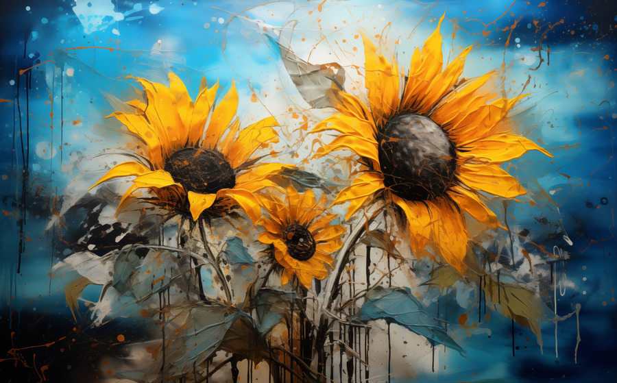 large floral prints for walls painterly sunflower art