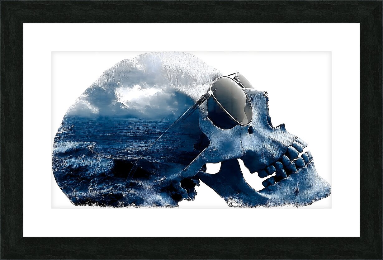 home office wall art - DEAD CALM modern seascape art print framed