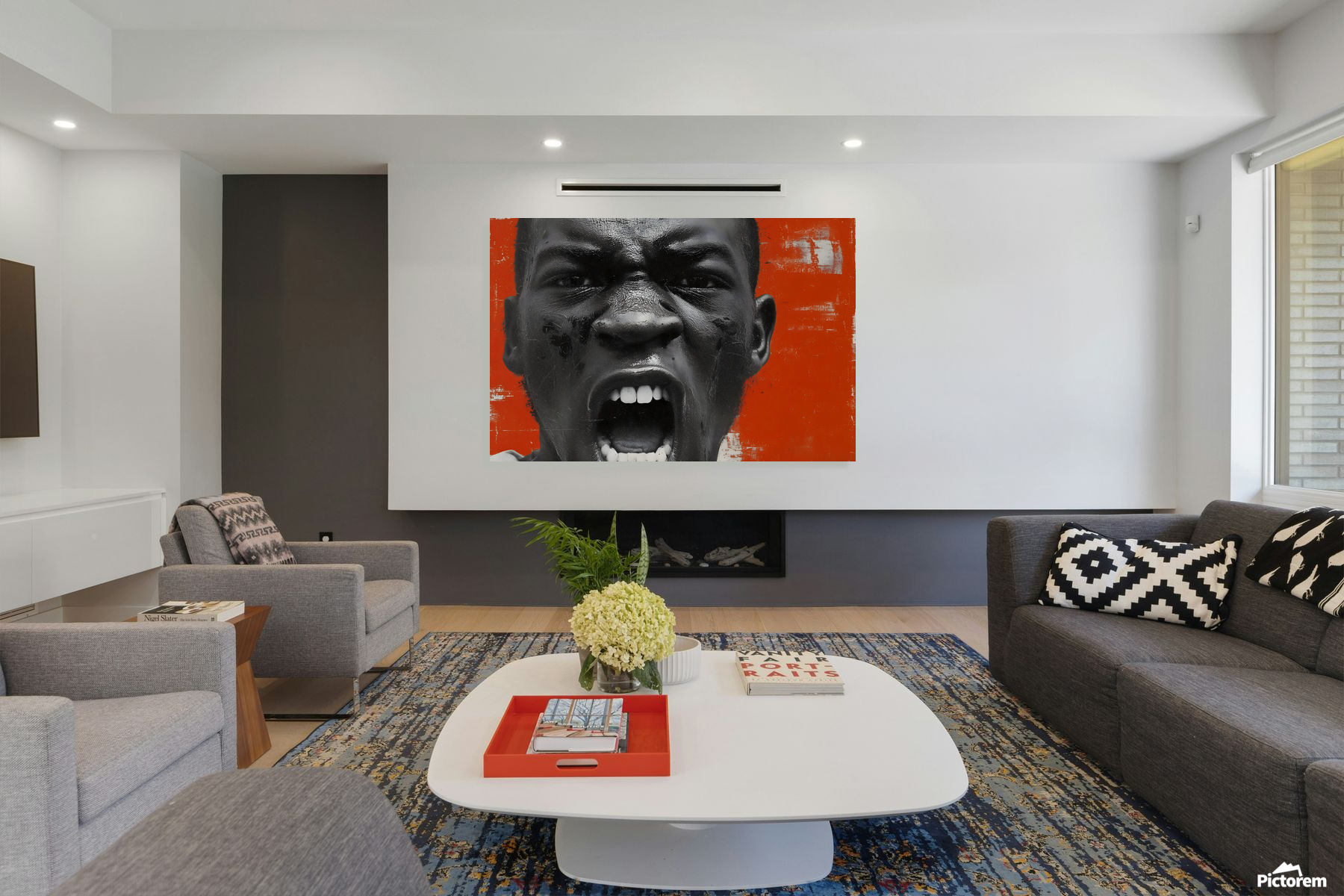 large statement wall art modern living room