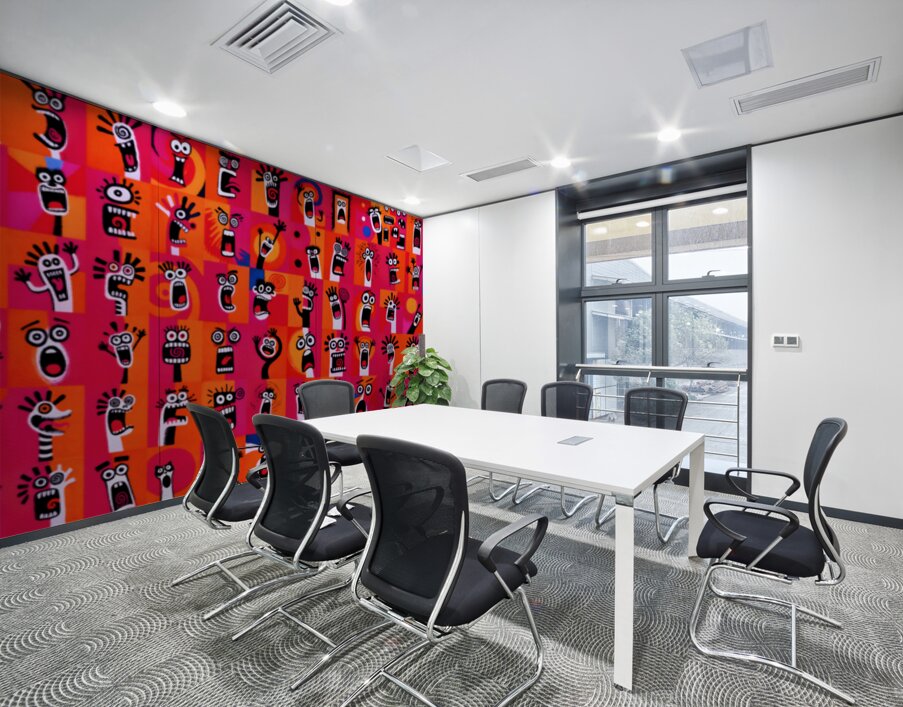 full wall mural modern office feature wall